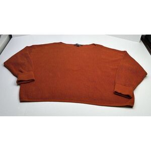 French Connection Knit Sweater Women’s Large Rust Orange 3/4 Sleeve Boat Neck